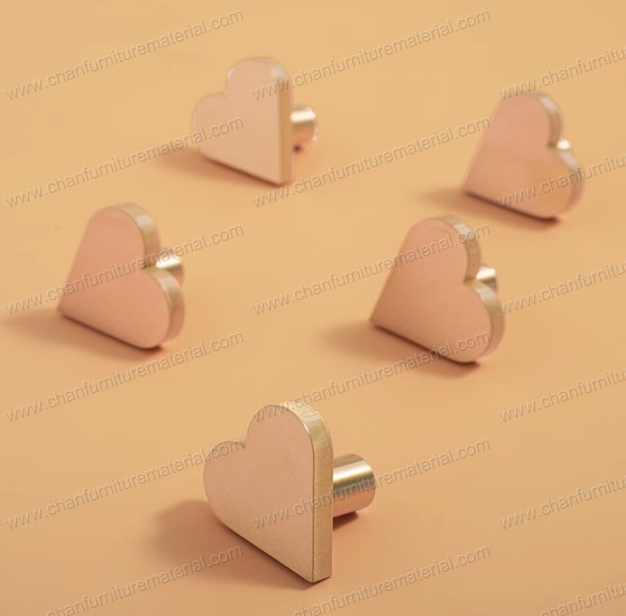 Heart shaped small gold knob